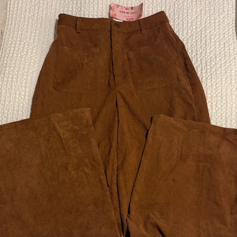 SHEIN Women’s Corduroy Pants in Warm Brown
